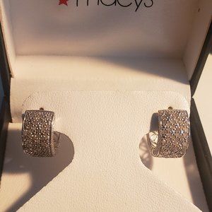 Solid Sterling Silver Earings with 1 CT TW Genuine Diamonds